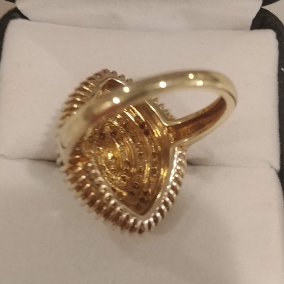 1/2 CTTW Diamond Marquise Gold over Silver Ring - Picture 5 of 7